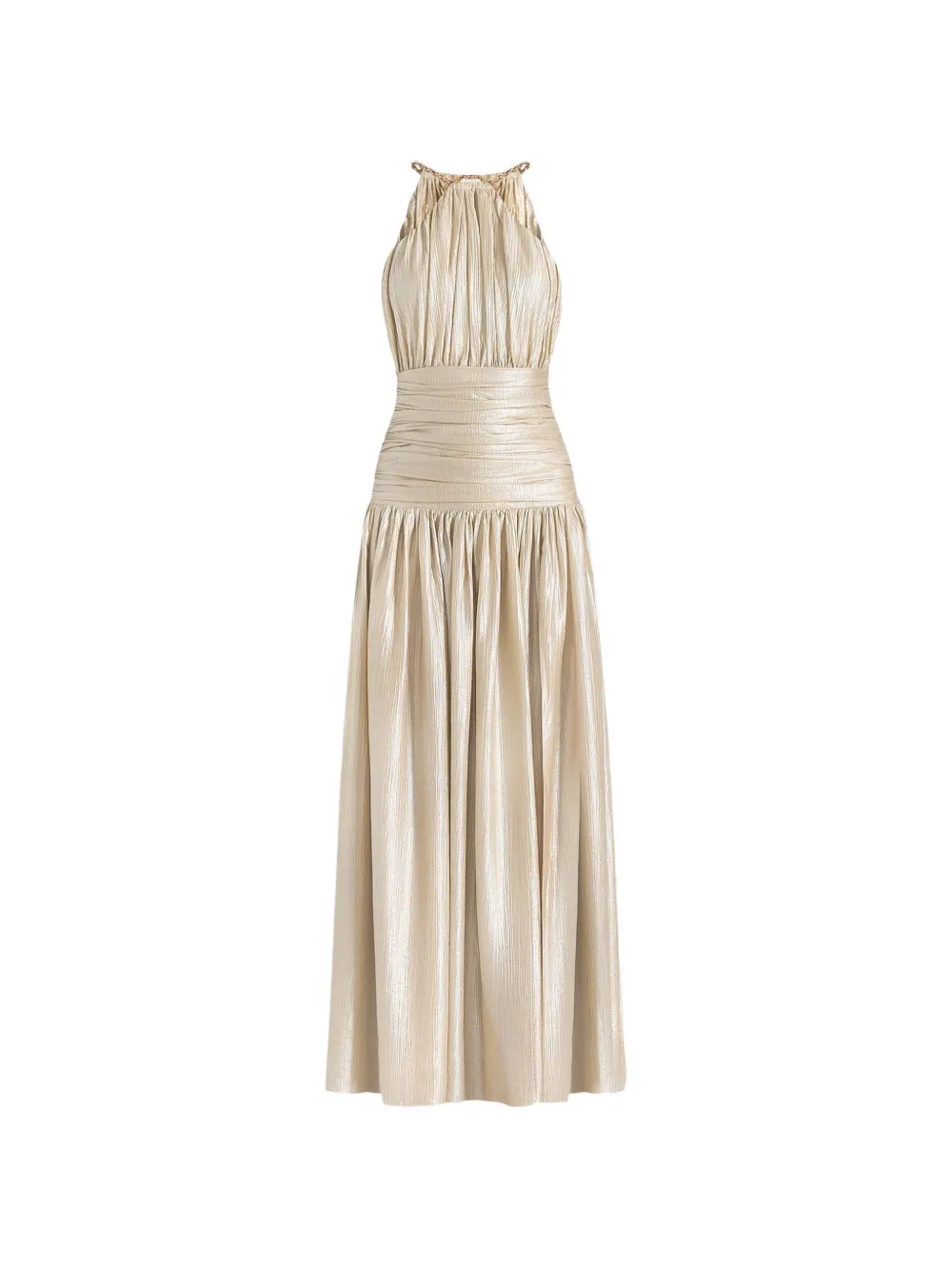 Manière De Voir Fabienne in champagne ruched halterneck maxi dress