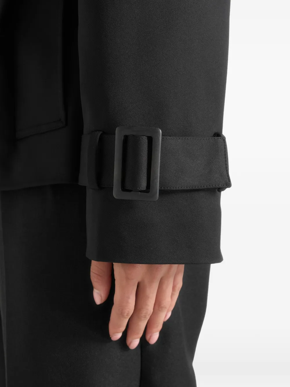 Manière De Voir Kassidy trenchcoat van wolblend met dubbele rij knopen en capuchon Zwart