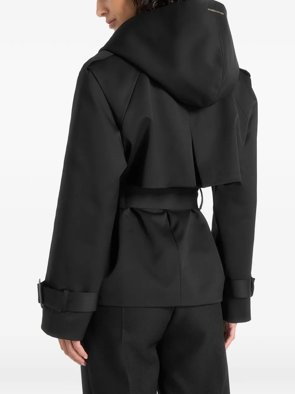 Manière De Voir Kassidy trenchcoat van wolblend met dubbele rij knopen en capuchon Zwart