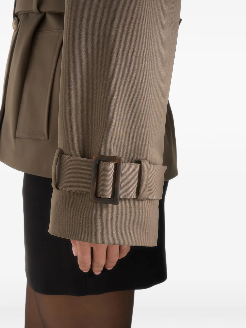 Manière De Voir Kassidy trenchcoat van wolblend met dubbele rij knopen en capuchon Groen