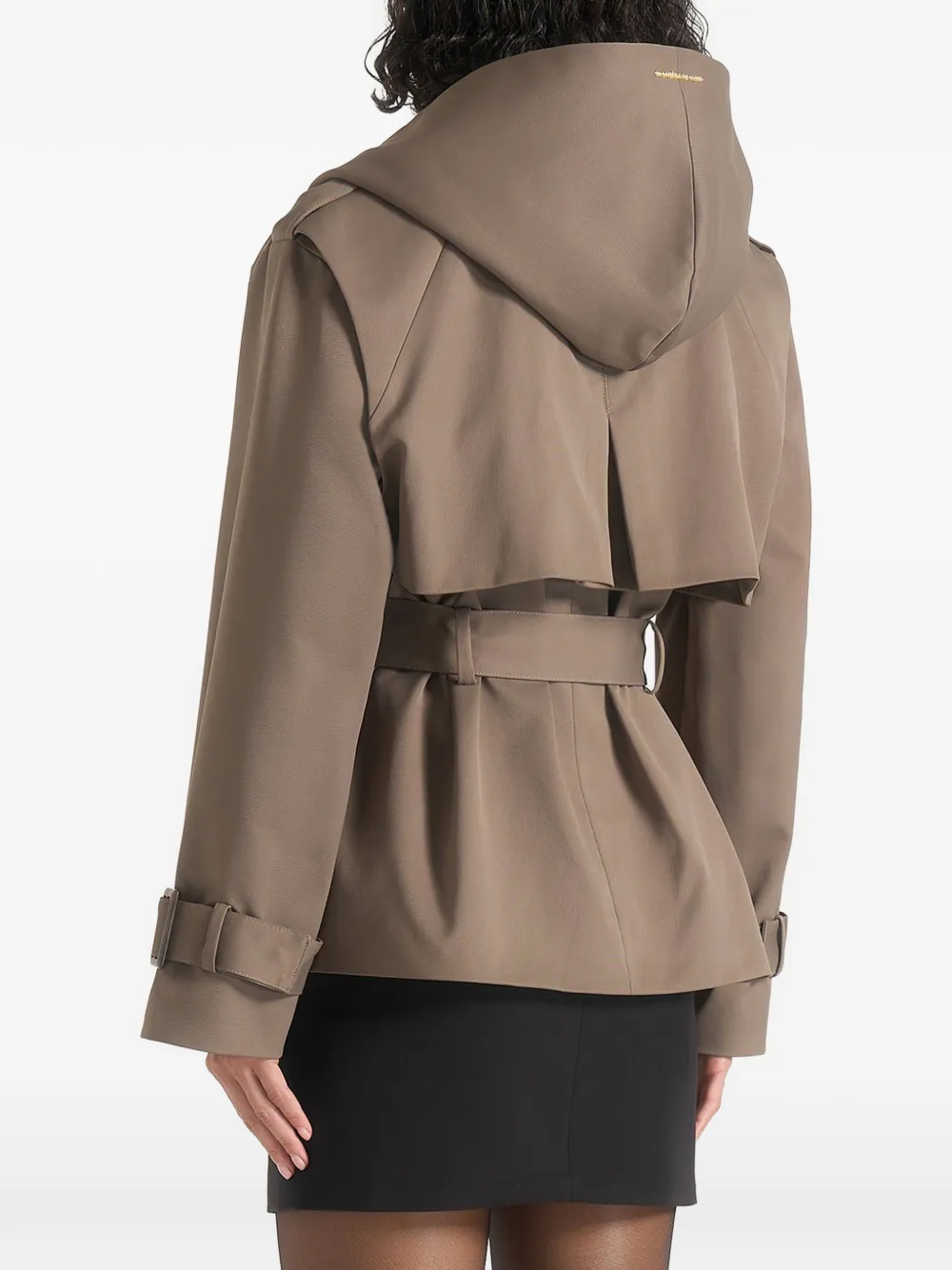 Manière De Voir Kassidy trenchcoat van wolblend met dubbele rij knopen en capuchon Groen