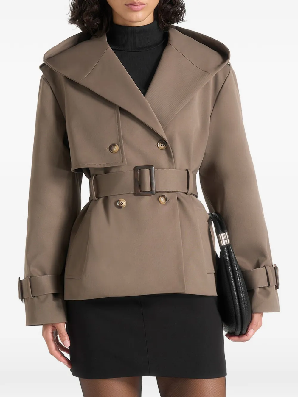 Manière De Voir Kassidy in olive hooded double-breasted wool-blend trench coat - Verde