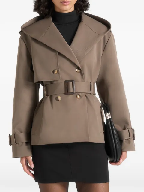 Manière De Voir Kassidy in olive hooded double-breasted wool-blend trench coat