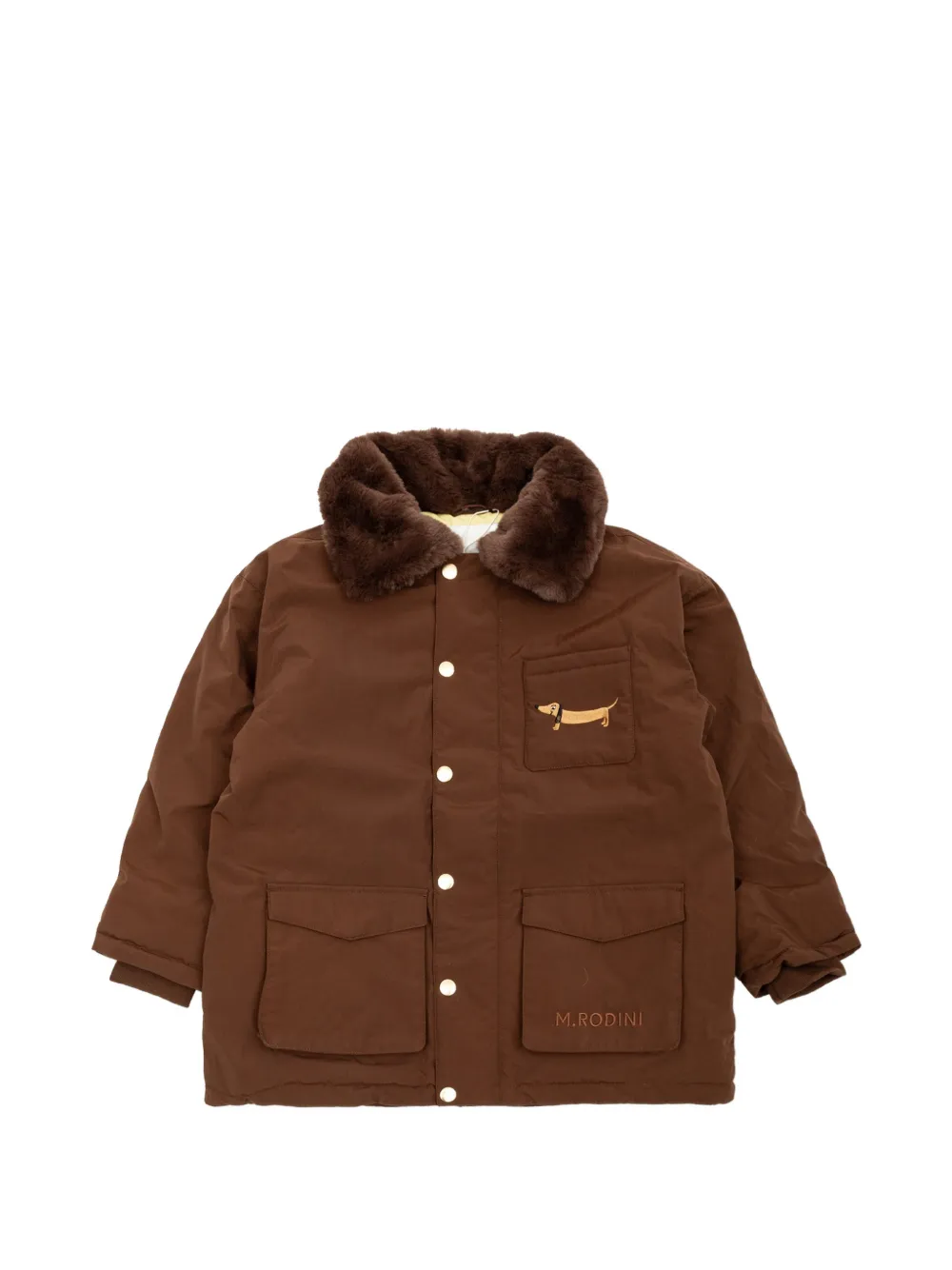 Mini Rodini Wattierter Parka mit Kragen aus Faux Fur - Braun
