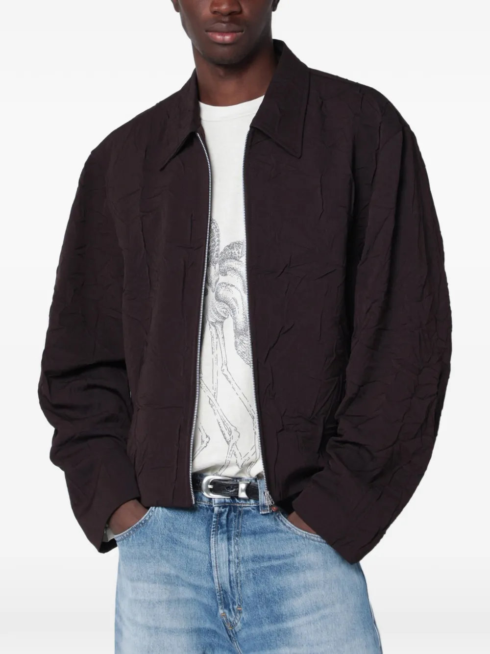 Our Legacy Mini Crinkled Wool Shirt Jacket In Black