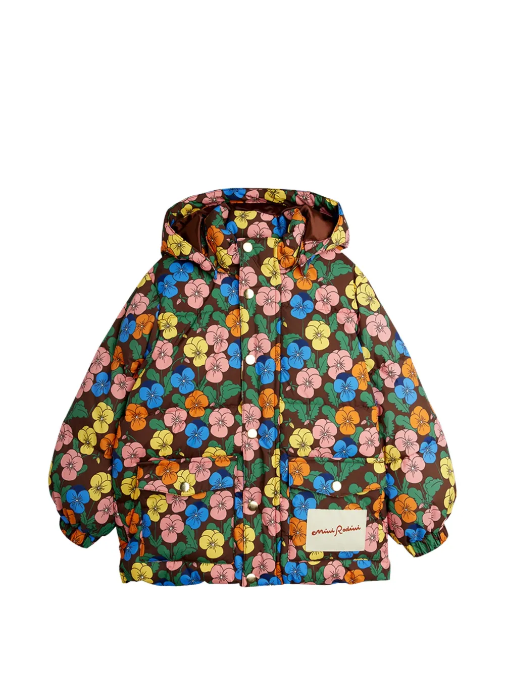 Mini Rodini Violas floral-print puffer jacket Bruin
