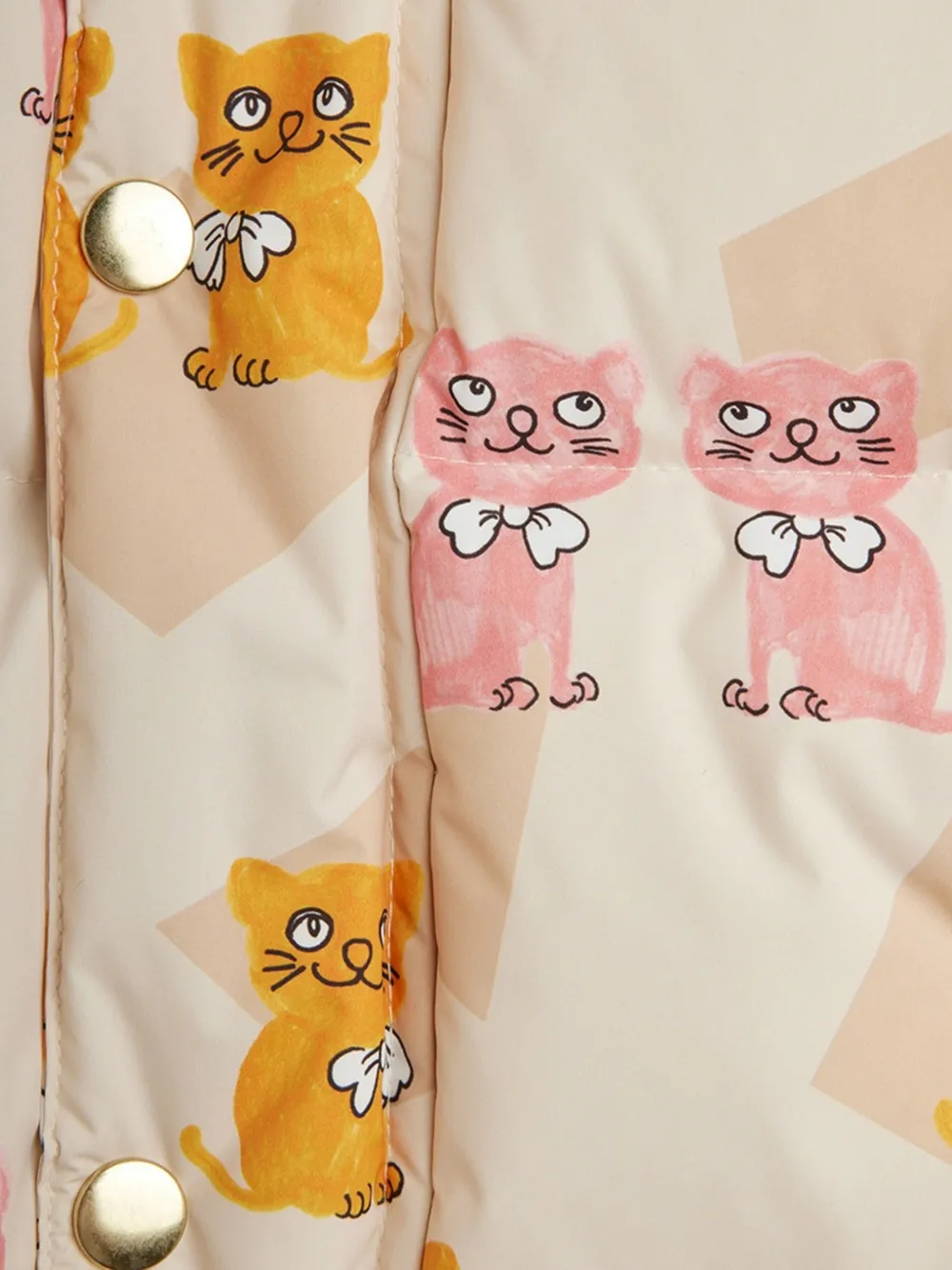 Mini Rodini Kittens donsjack met kraag van imitatiebont Beige