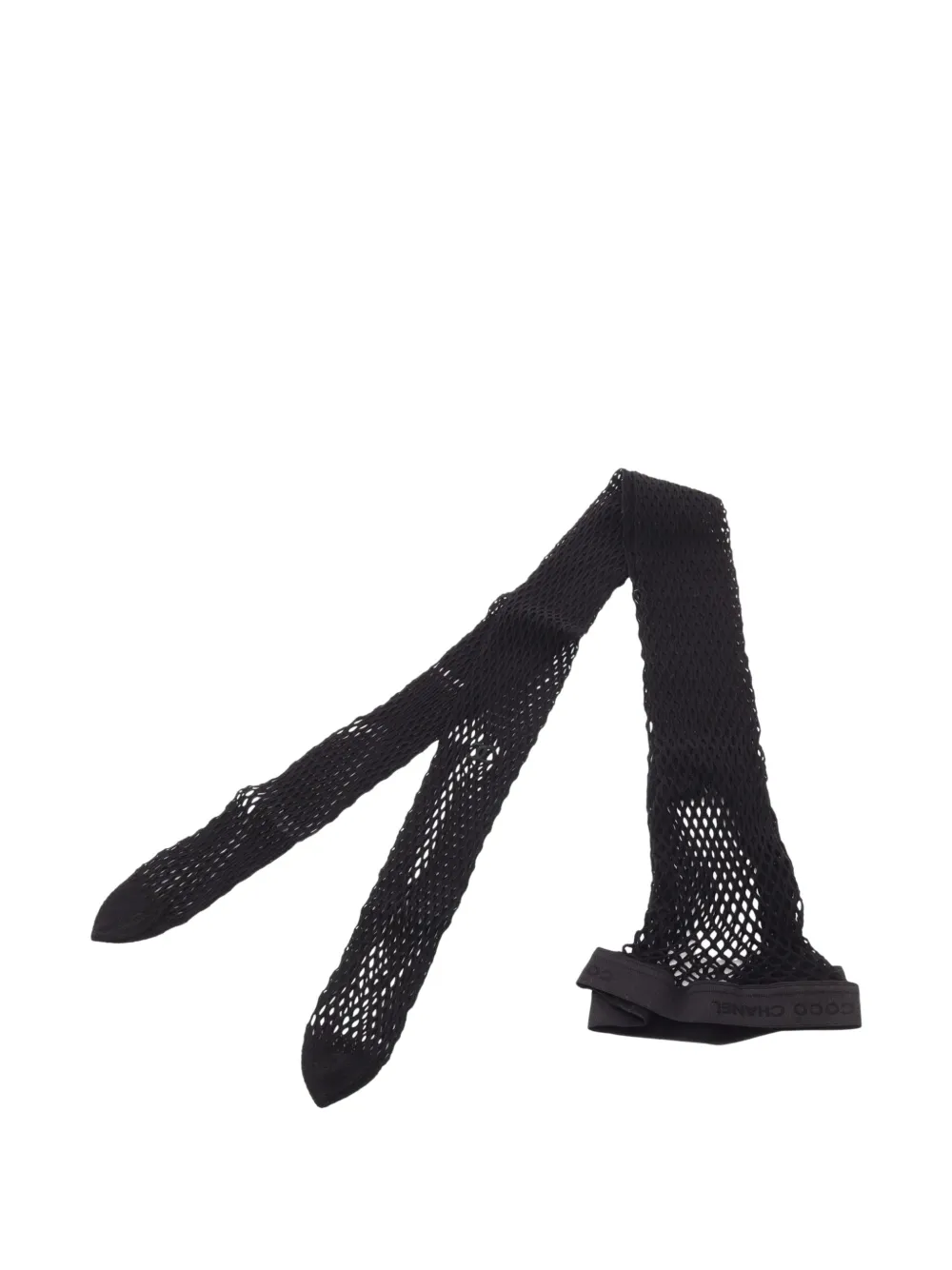 CHANEL Pre-Owned logo-detail fishnet tights - Nero