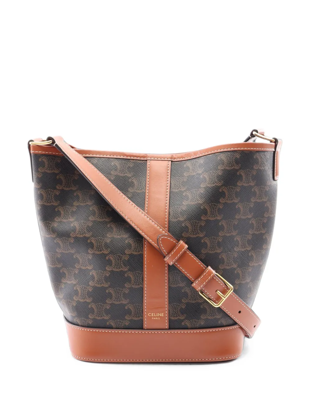 Celine Pre-Owned 2010s small Triomphe bucket bag - Marrone