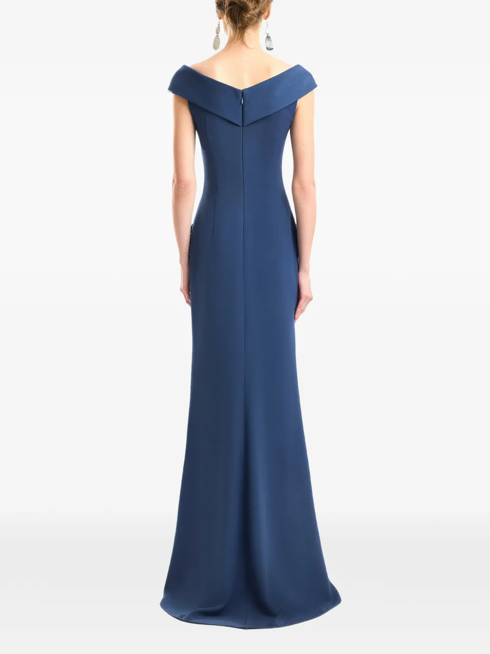 Gemy Maalouf Jurk met strik verfraaid met kralen Blauw