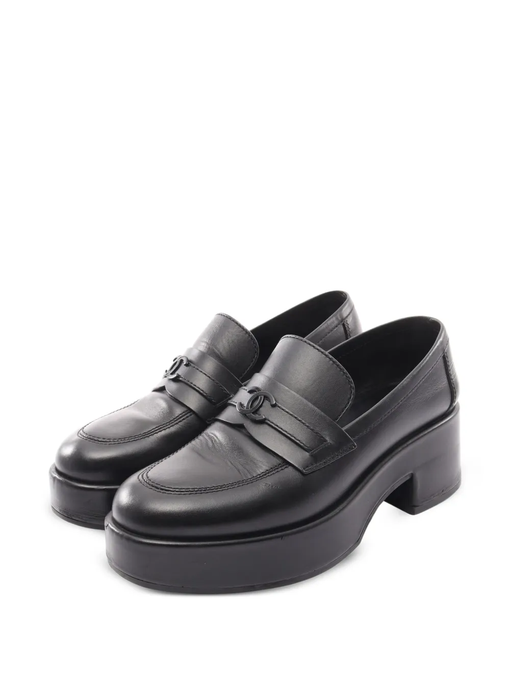 CHANEL Pre-Owned mocassins Coco Mark à plateforme (1986-1988) - Noir