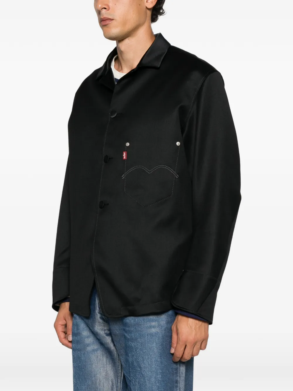 Junya Watanabe MAN x Levi's button-up jack met hartpatroon Zwart