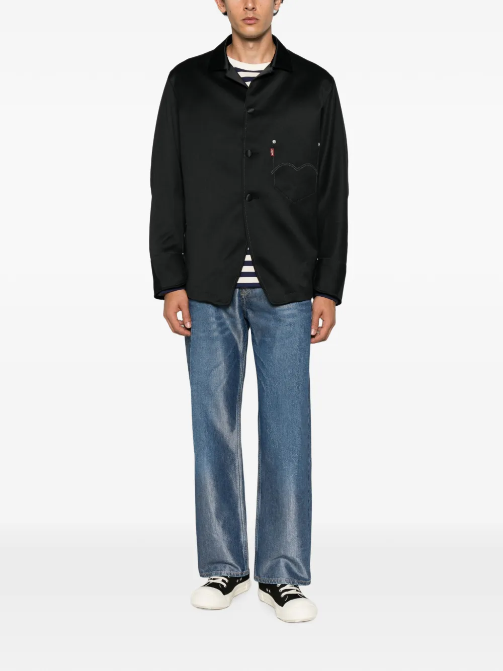 Junya Watanabe MAN x Levi's button-up jack met hartpatroon Zwart