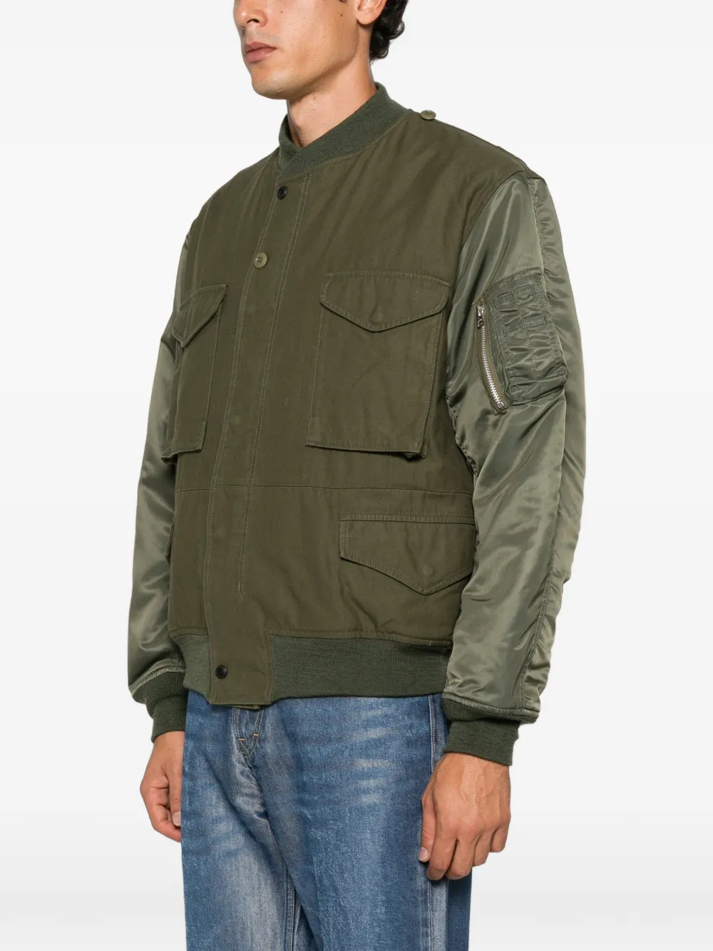 Junya Watanabe MAN panelled utility bomber jacket Groen