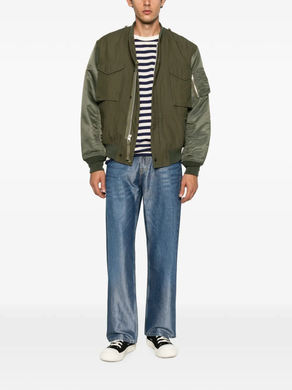 Junya Watanabe MAN panelled utility bomber jacket Groen