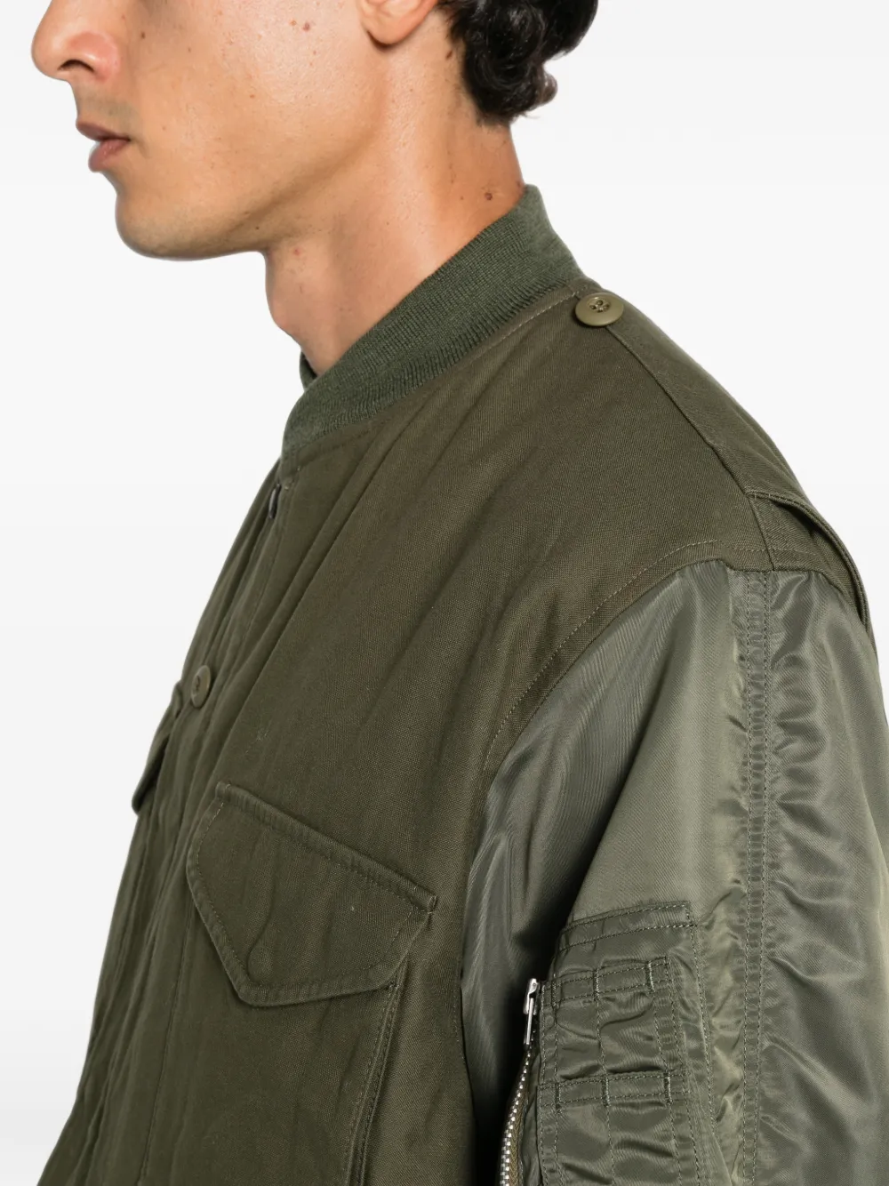 Junya Watanabe MAN panelled utility bomber jacket Groen