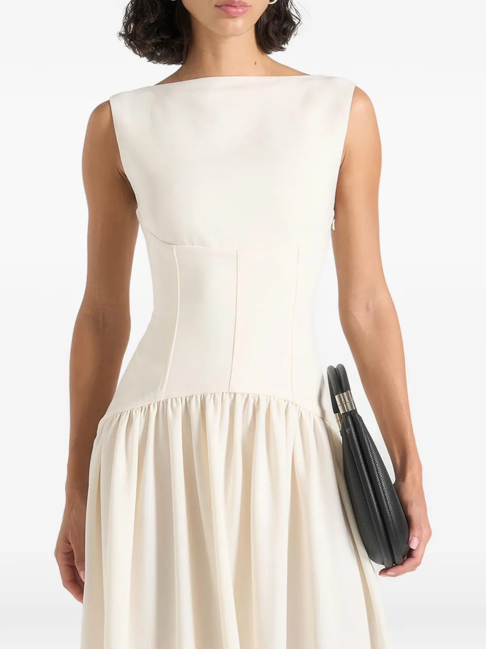 Manière De Voir Zadie in cream boat-neck corset maxi dress - Toni neutri