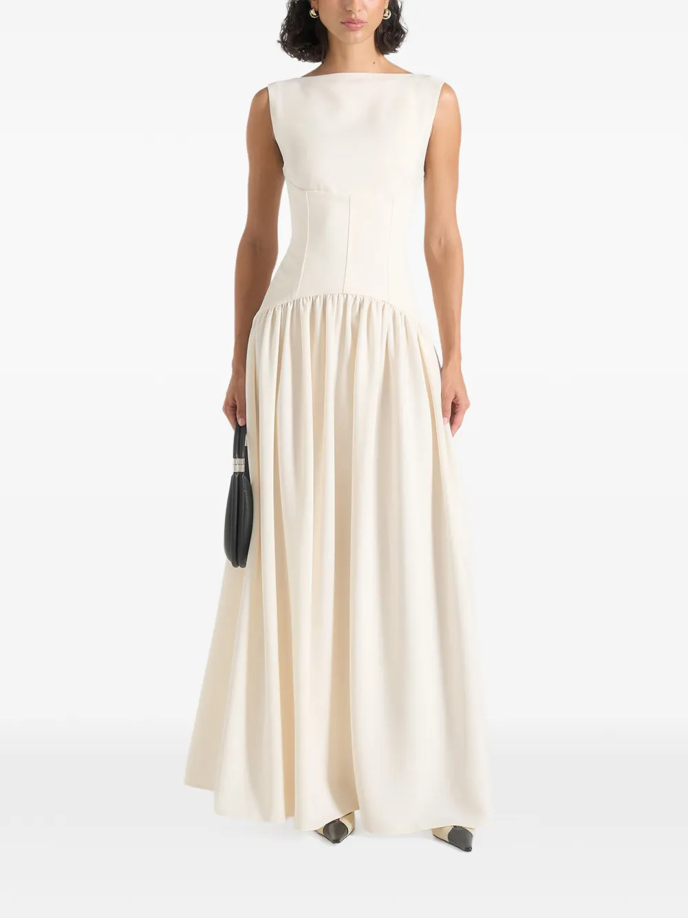 Manière De Voir Zadie in cream boat-neck corset maxi dress - Toni neutri