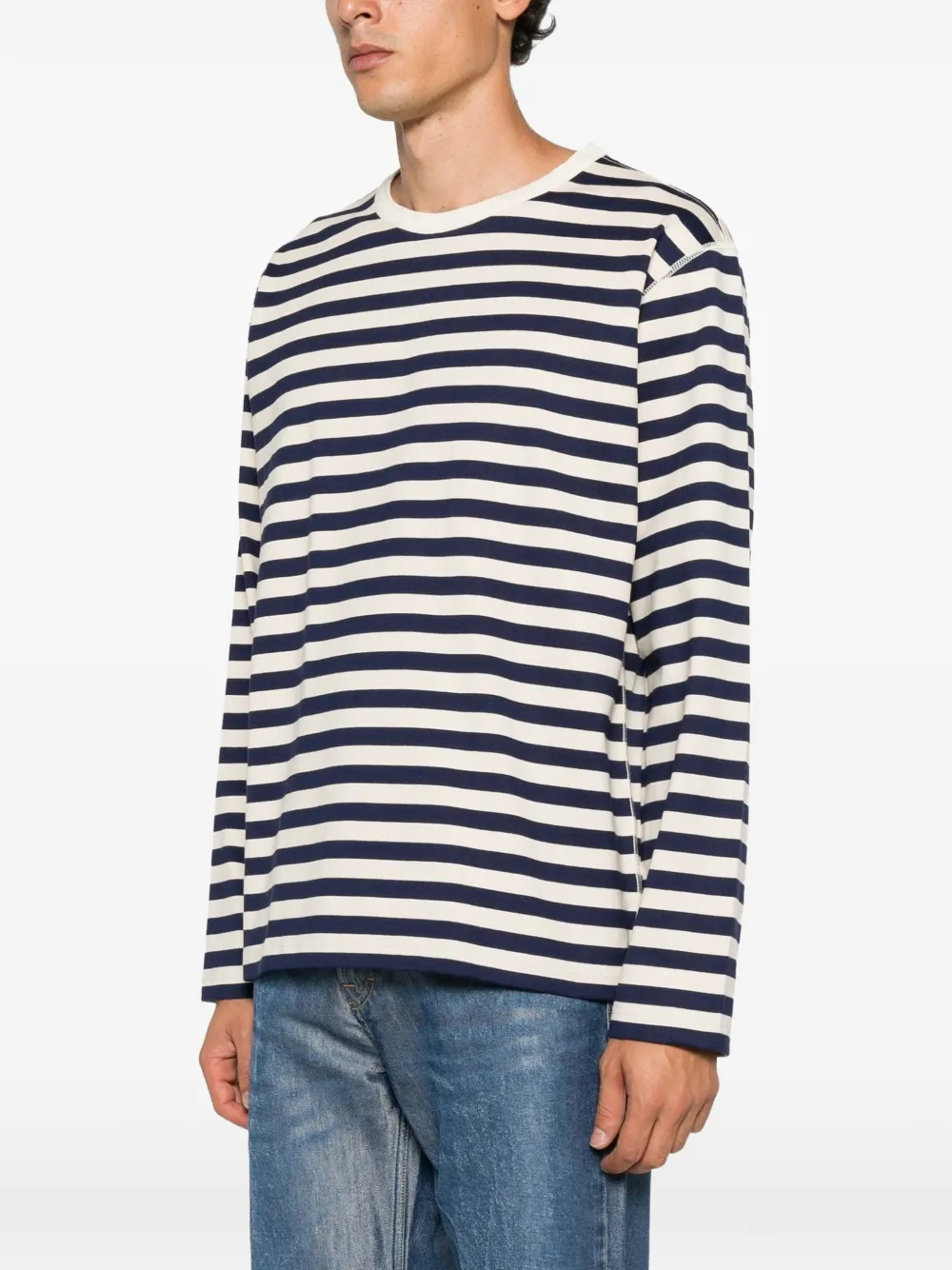 Junya Watanabe MAN T-shirt met horizontale streep Beige