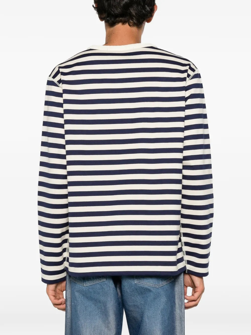 Junya Watanabe MAN T-shirt met horizontale streep Beige