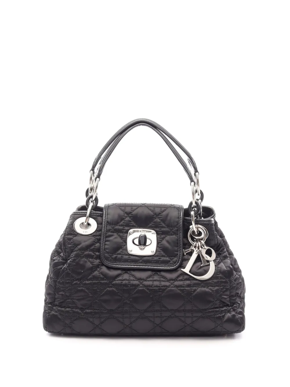 Christian Dior Pre-Owned 2000-2015 Medium Satin Cannage Charming Lock tote bag - Nero