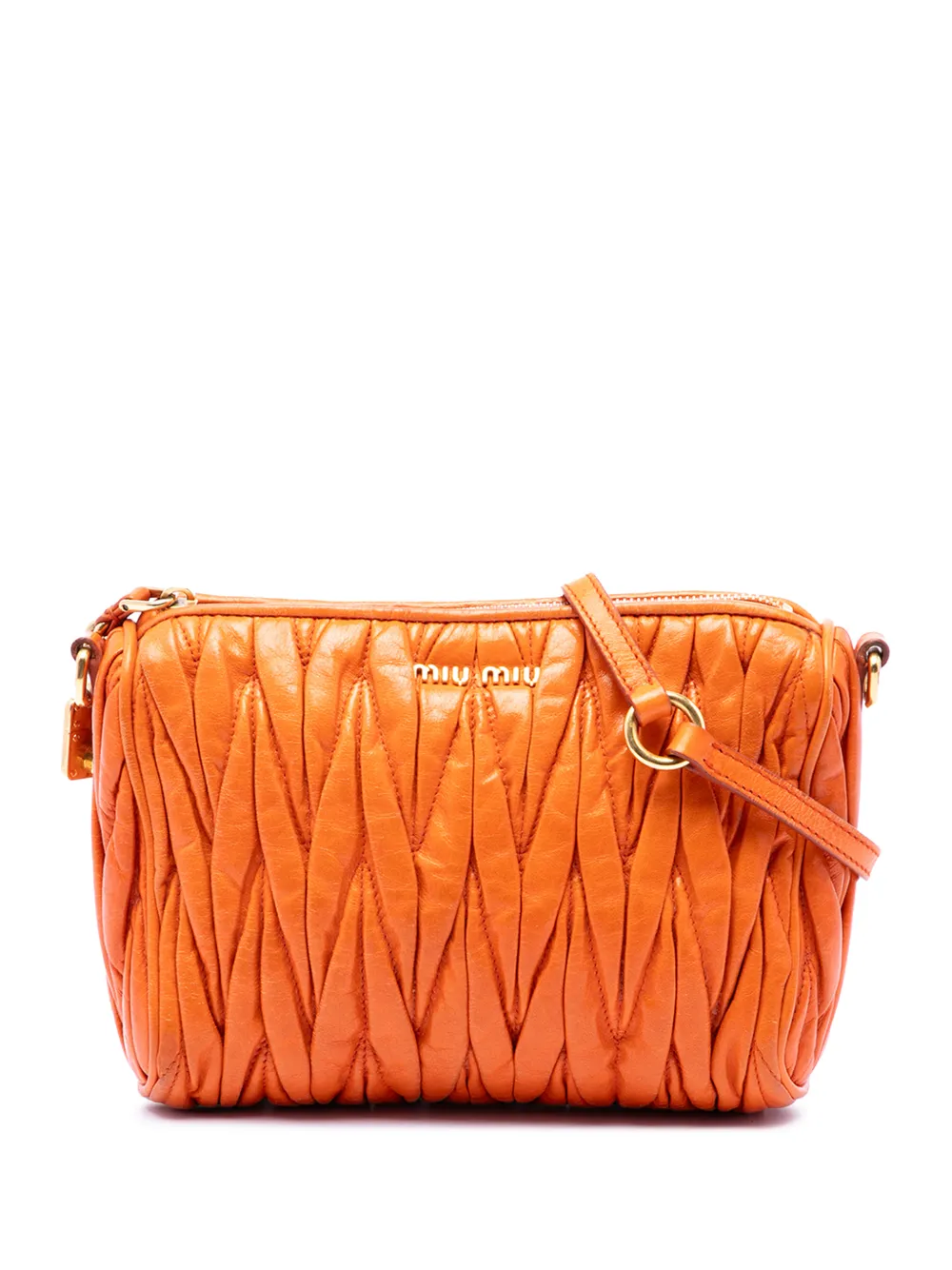 Miu Miu Pre-Owned 2010-2026 Matelasse Nappa Lux Charm shoulder bag - Orange