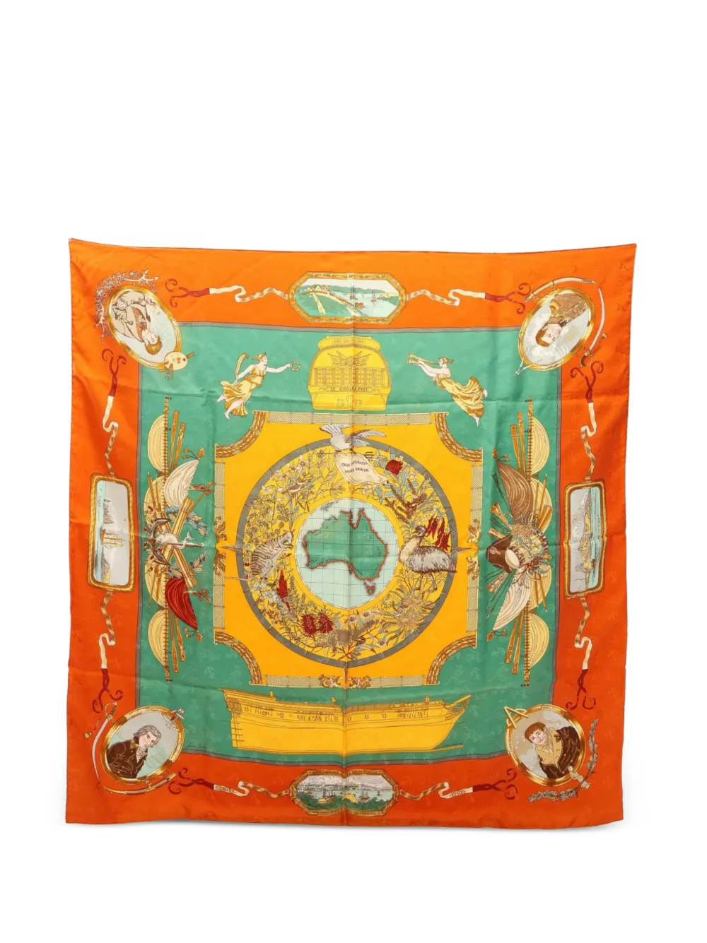 Hermès Pre-Owned 2010s Le Géographe scarf - Arancione