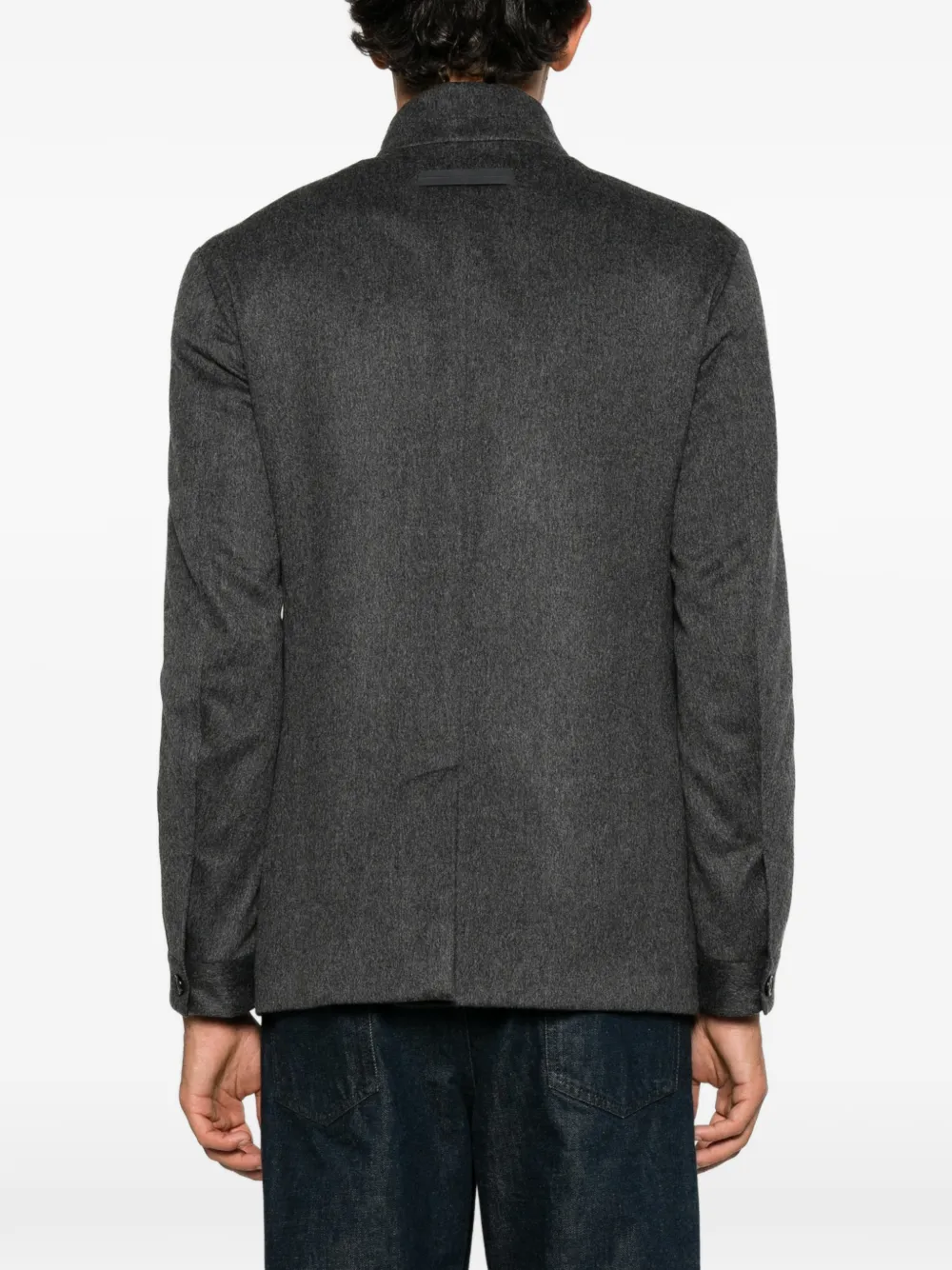 Zegna Blazer met paspelzak en enkele rij knopen Grijs