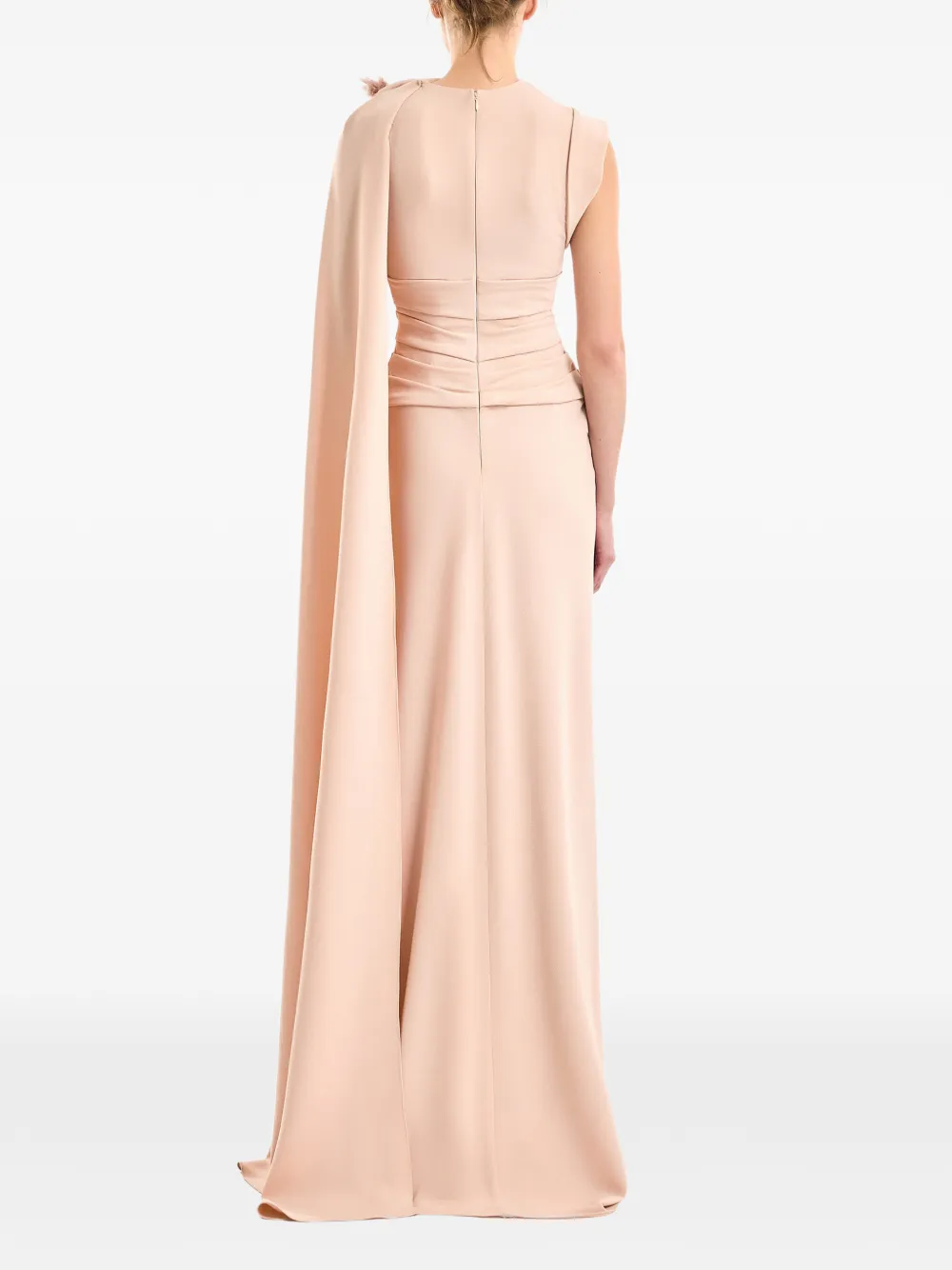 Gemy Maalouf Verfraaide jurk met veren Beige