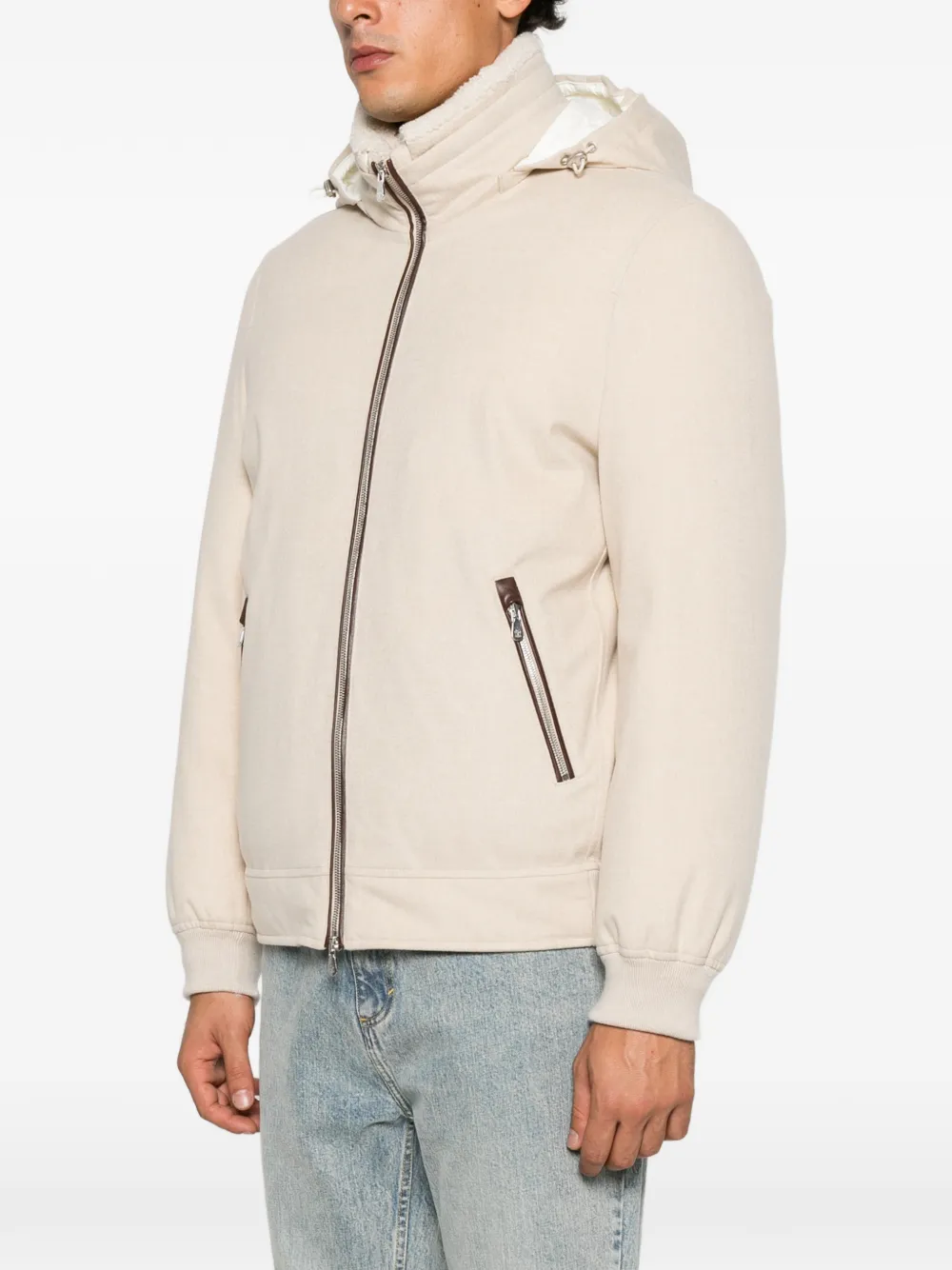 Brunello Cucinelli hooded zip-up jacket Beige