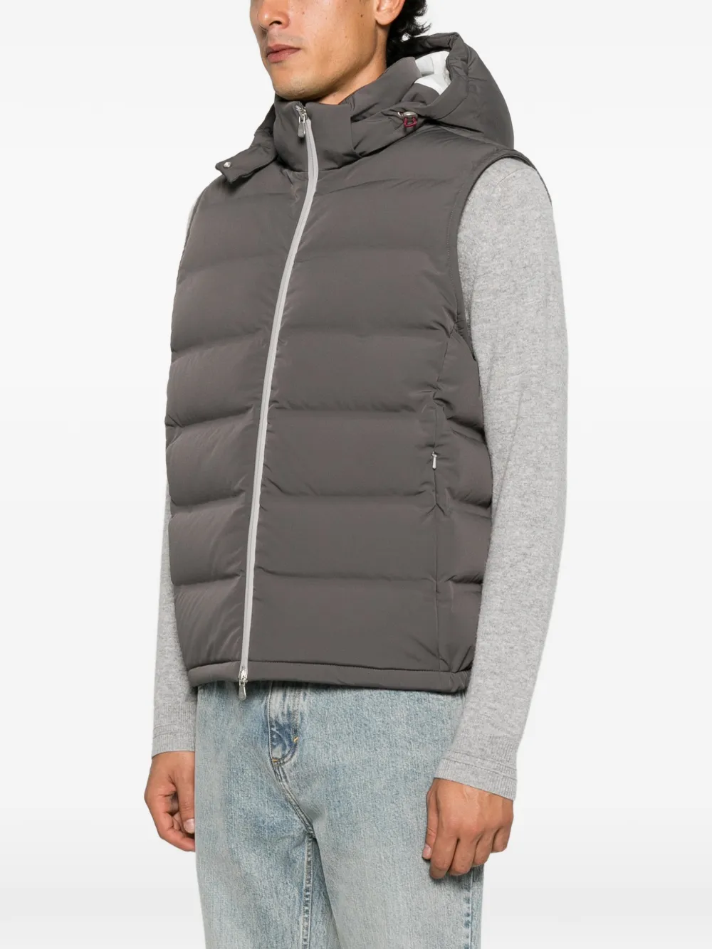 Brunello Cucinelli Bodywarmer met capuchon Grijs