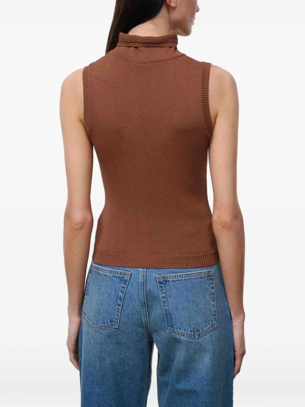 STAUD Montclair mouwloze tanktop met col Bruin