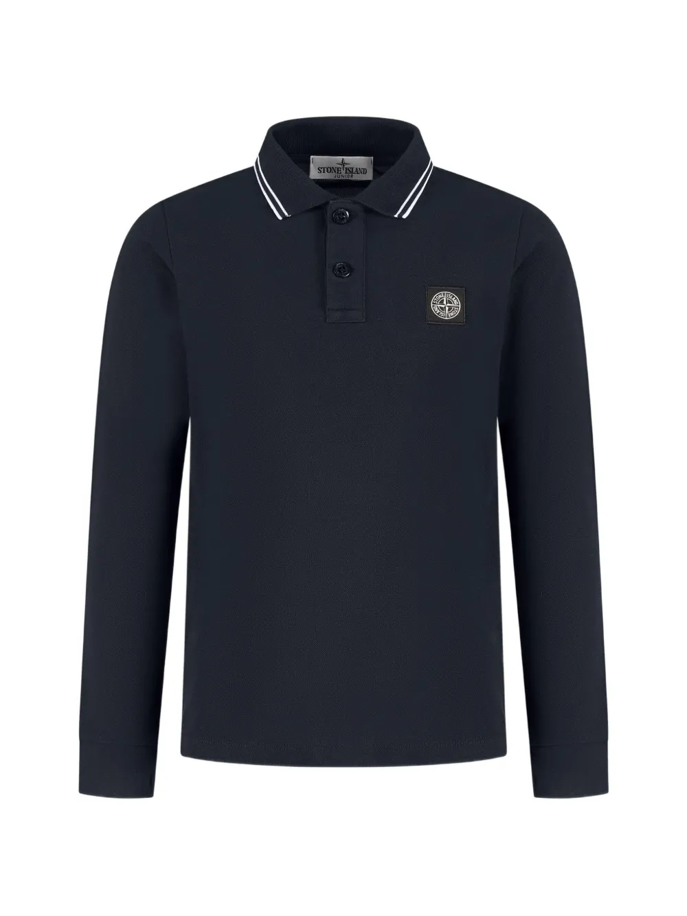 Stone Island Junior logo-patch long-sleeve polo shirt - Blu
