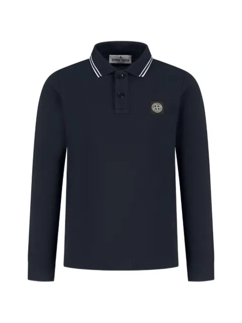 Stone Island Junior playera tipo polo manga larga con parche del logo