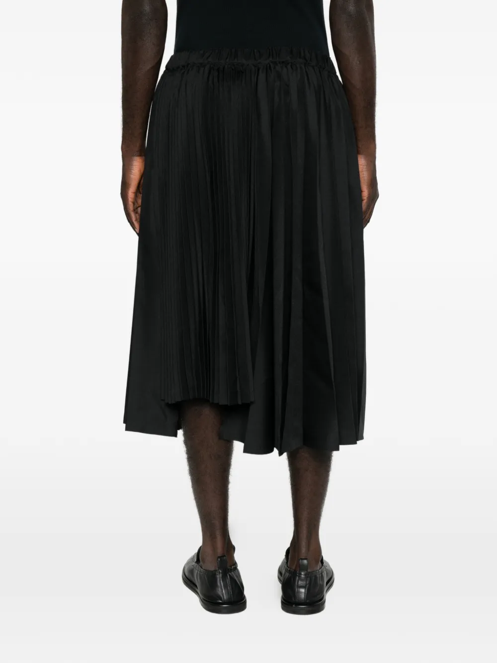 Black Comme Des Garçons pleated asymmetric skirt Zwart