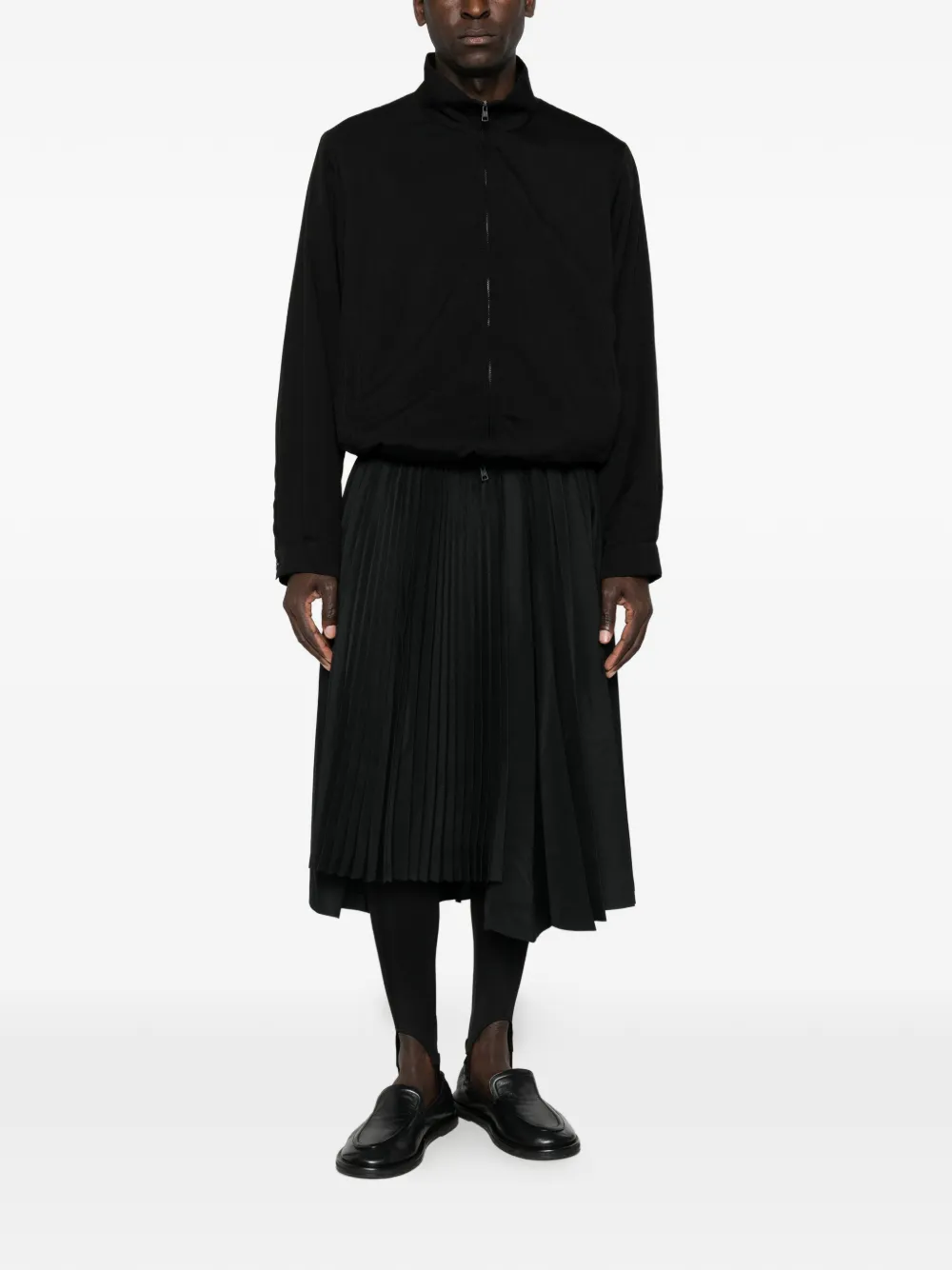 Black Comme Des Garçons pleated asymmetric skirt Zwart