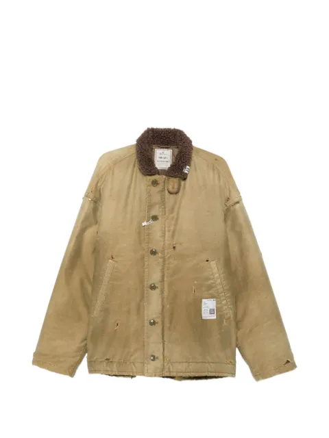 Maison MIHARA YASUHIRO distressed faux-shearling-collar jacket