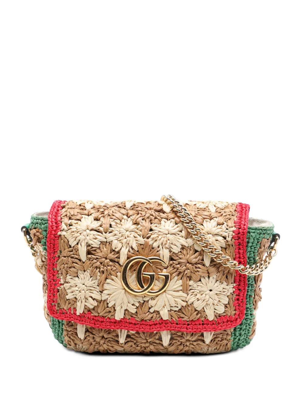Gucci Pre-Owned 2016-2026 Small GG Marmont Raffia crossbody bag - Toni neutri