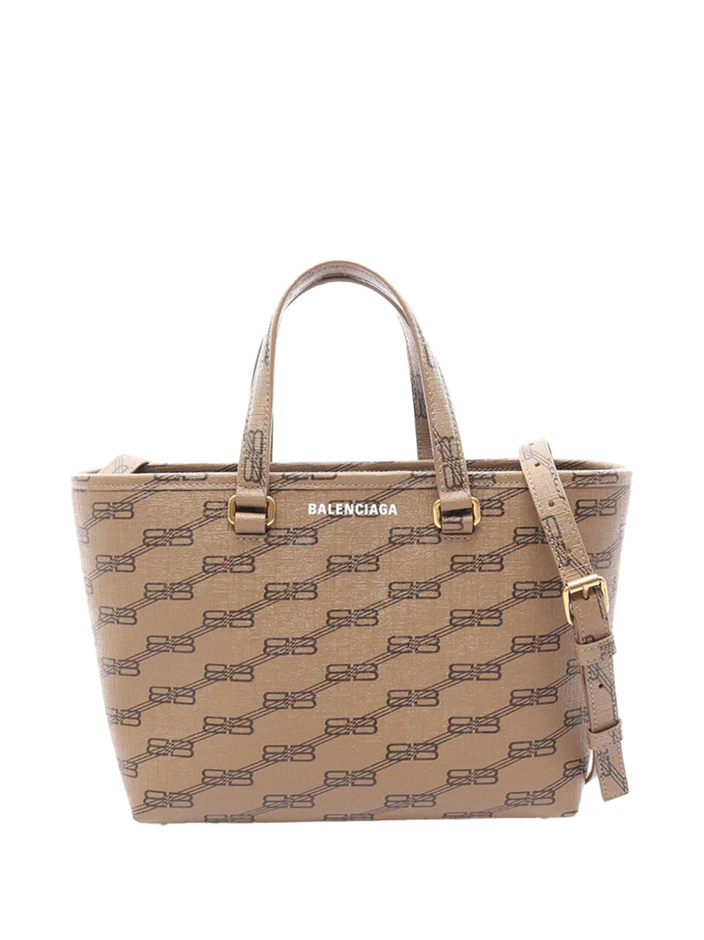 Balenciaga Pre-Owned 2018-2026 Small Coated Canvas Signature Shopper satchel - Marrone