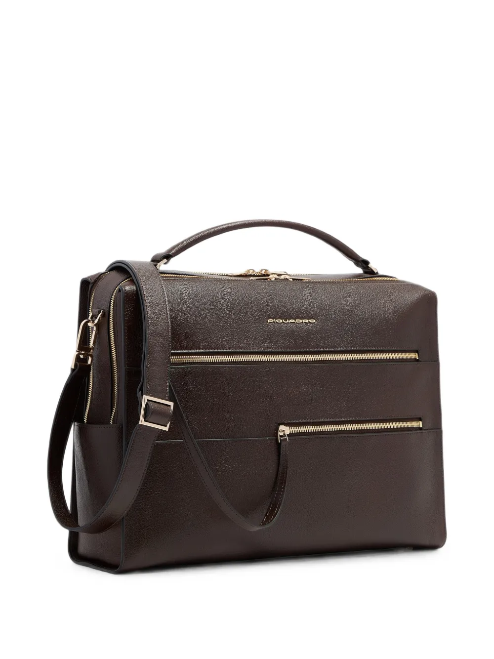 PIQUADRO Patricia grained leather laptop bag Bruin