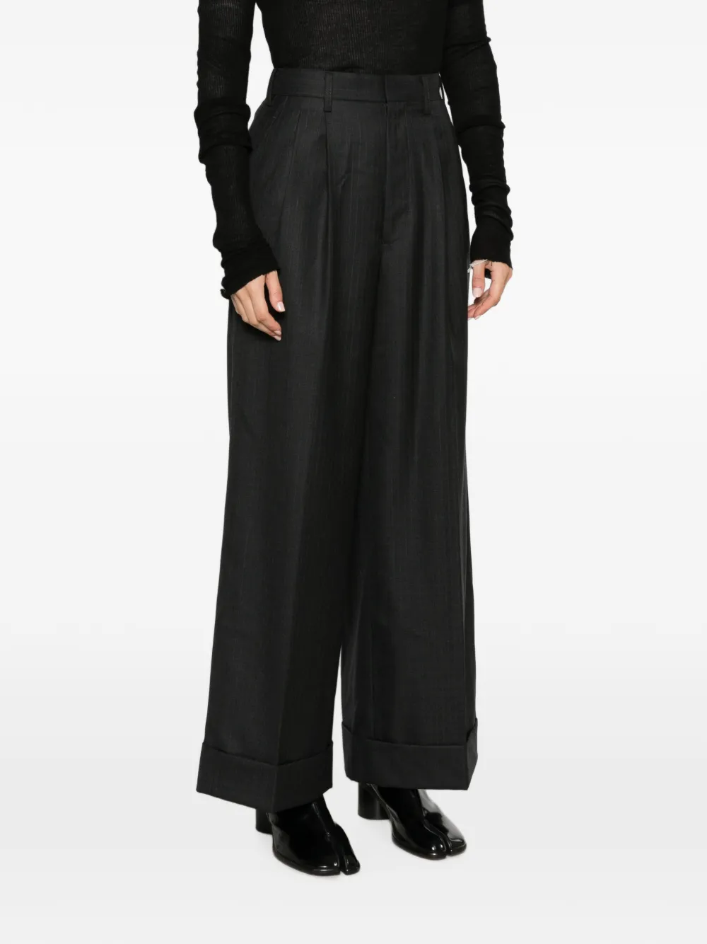 Junya Watanabe pinstripe wide-leg trousers Grijs