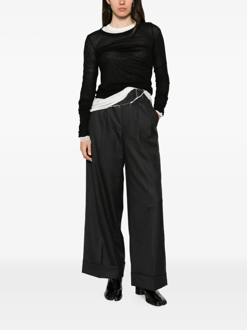 Junya Watanabe pinstripe wide-leg trousers Grijs