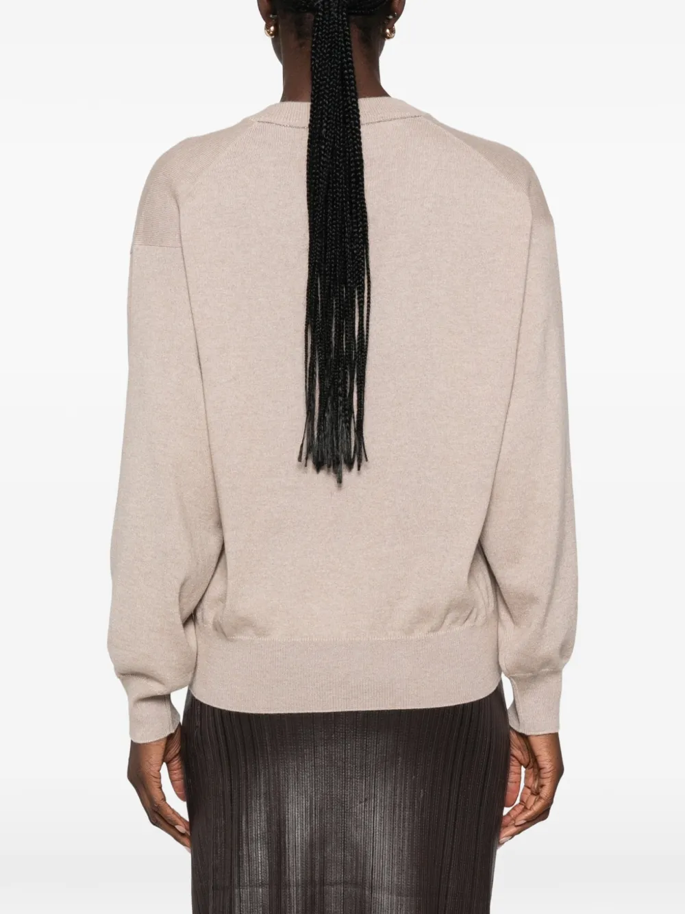 Brunello Cucinelli V-neck cashmere sweater Beige