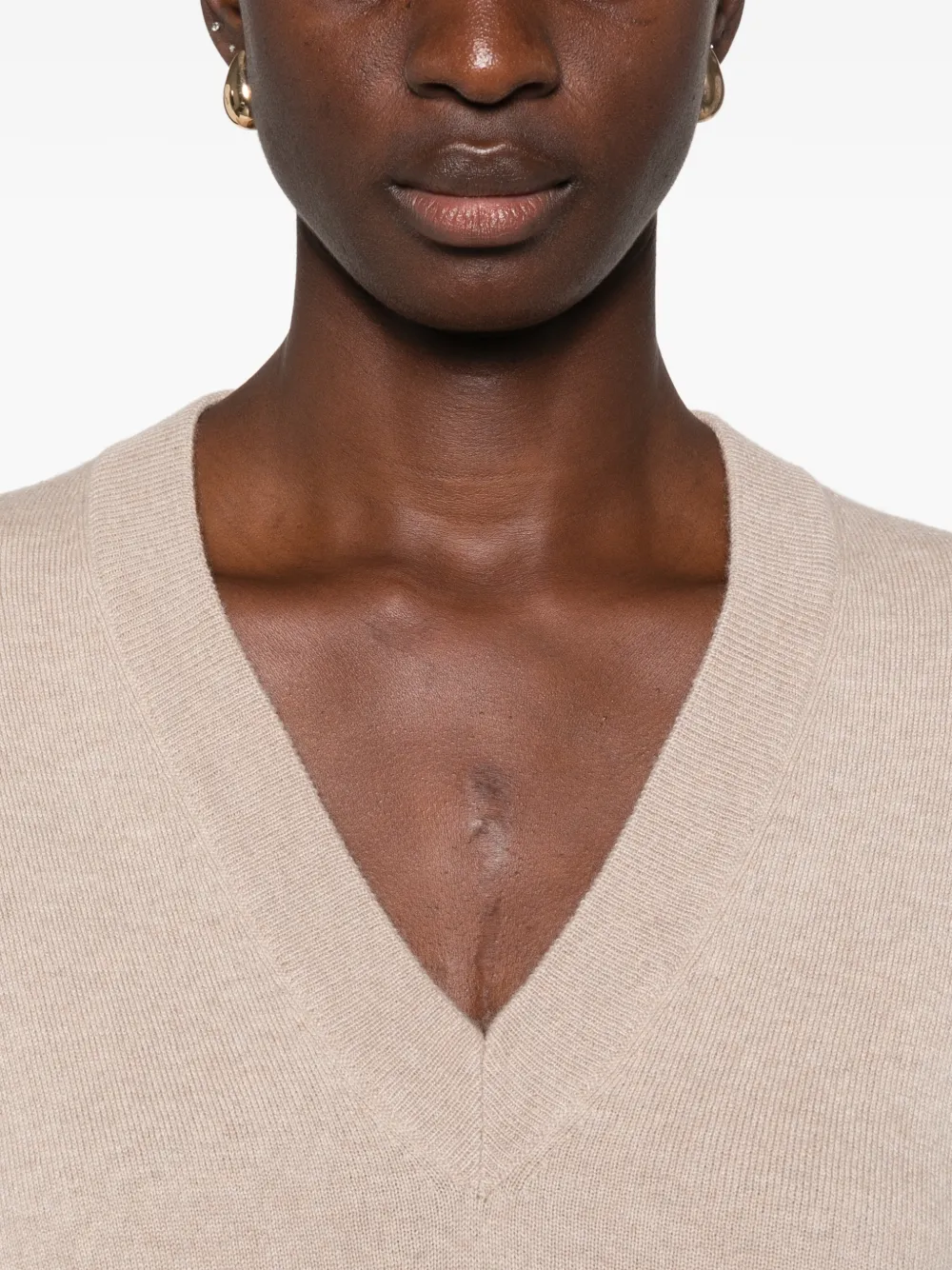 Brunello Cucinelli V-neck cashmere sweater Beige
