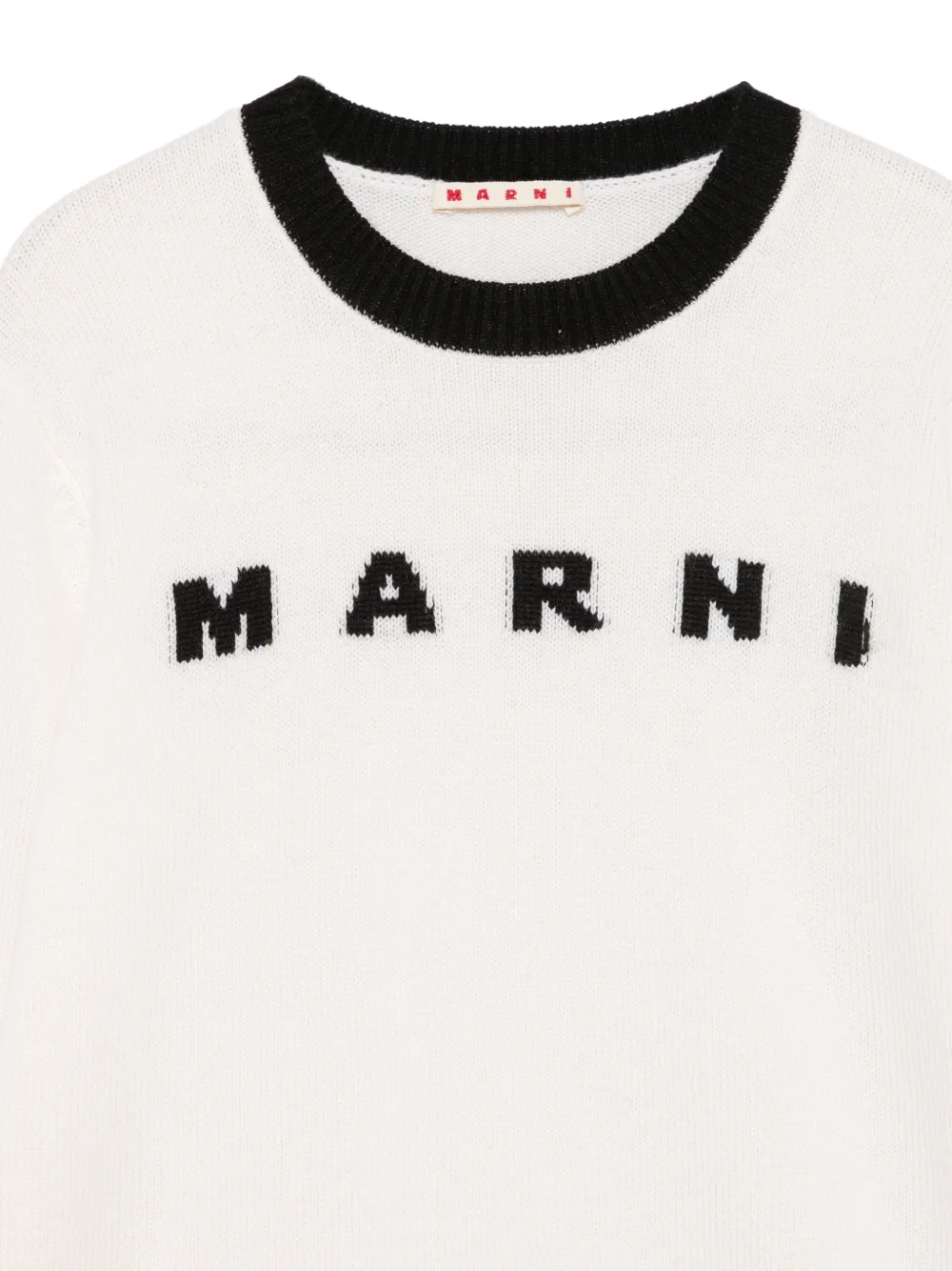 Marni Kids logo-intarsia crew-neck sweater Wit