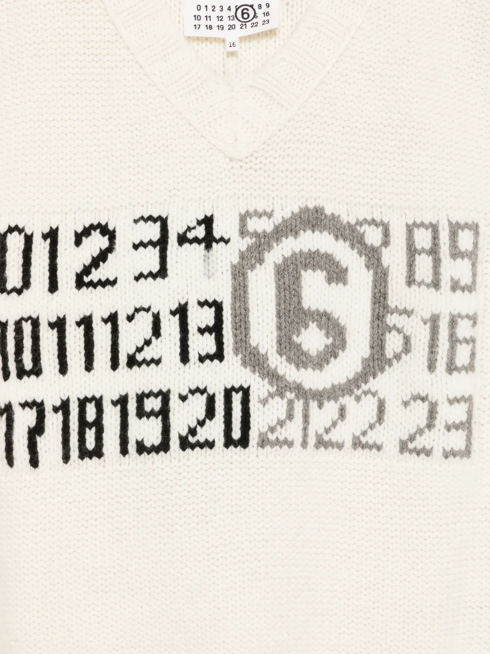 MM6 Maison Margiela Kids Numeric top met V-hals en logo Beige