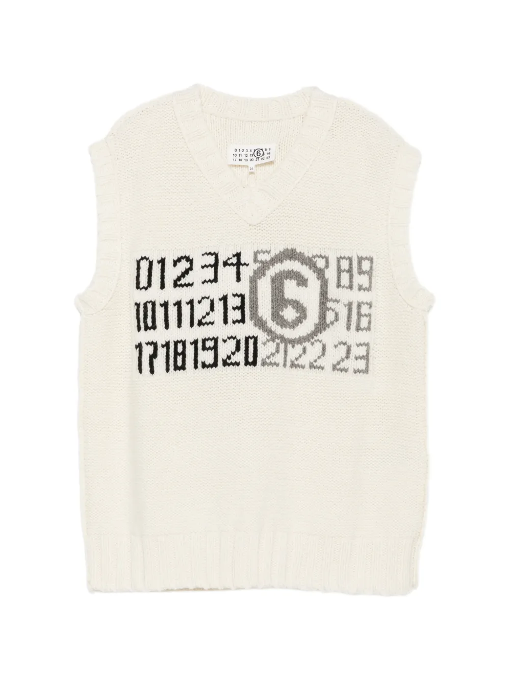 MM6 Maison Margiela Kids Numeric Pullunder mit V-Ausschnitt - Nude