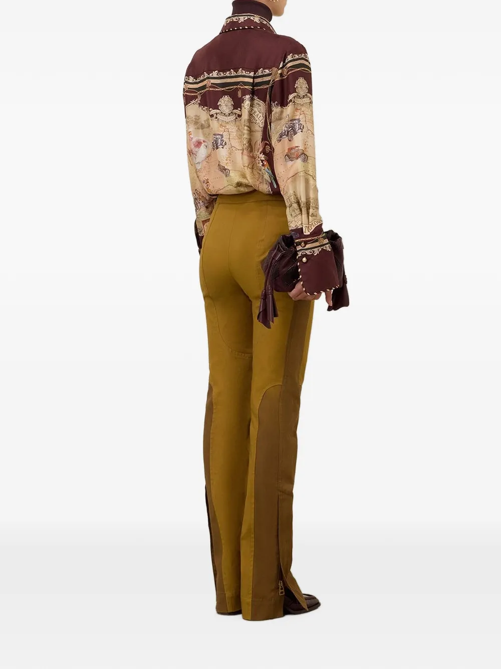 ZIMMERMANN Valiant Drill zip-detail flared trousers Geel