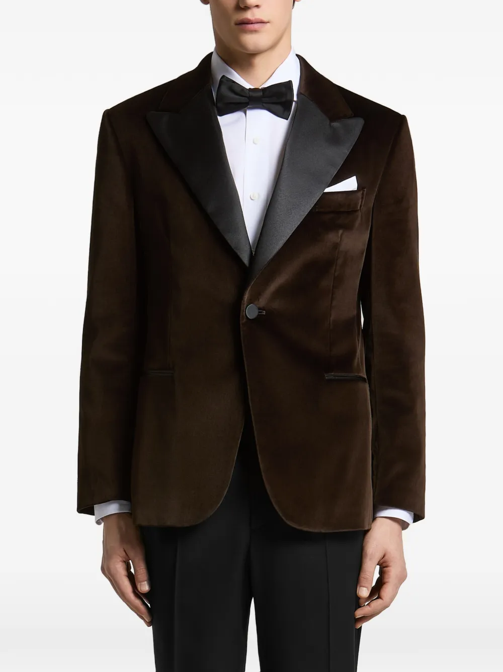 Peserico Blazer in velluto con revers a lancia - Marrone