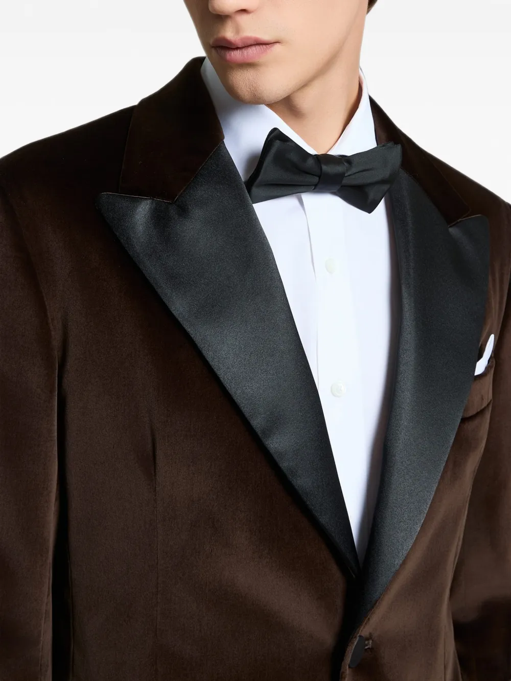 Peserico Fluwelen blazer met puntige revers Bruin
